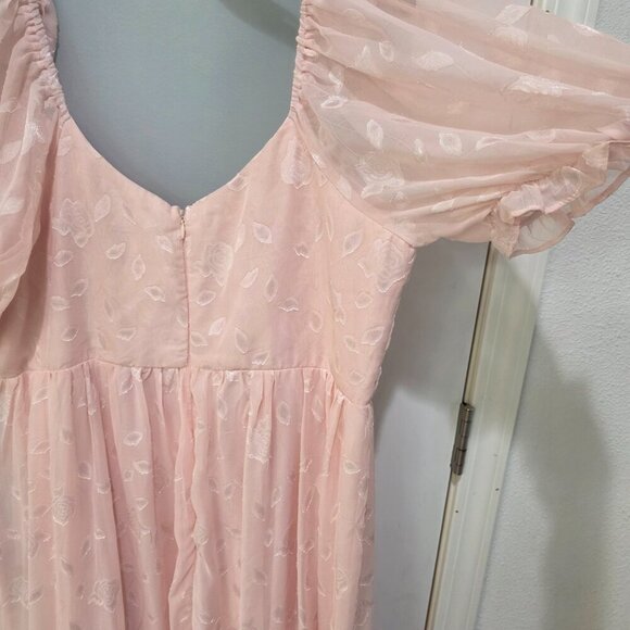 Lulus Pastel Pink Puff Sleeve Maxi Dress 1X | Romantic Vibes - Picture 12 of 16